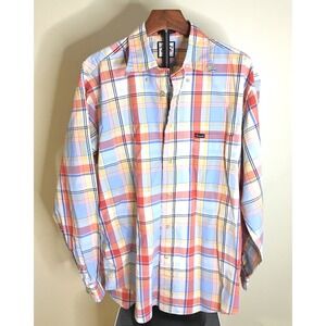 Faconnable Mens Plaid Long Sleeve Button Up Shirt Size L Designed in France